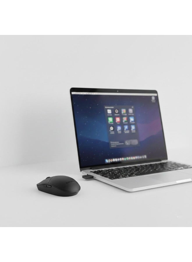 فين ديونز ماوس لاسلكي VEN-DENS VD-MS007 بتردد 2.4 جيجاهرتز مع مستقبل USB، قابل لتعديل DPI - أسود - Image 2